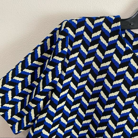 Zara Blue Geometric Plaid Shift Dress Size S Minimalist Retro Mod Print Chic - Picture 3 of 10